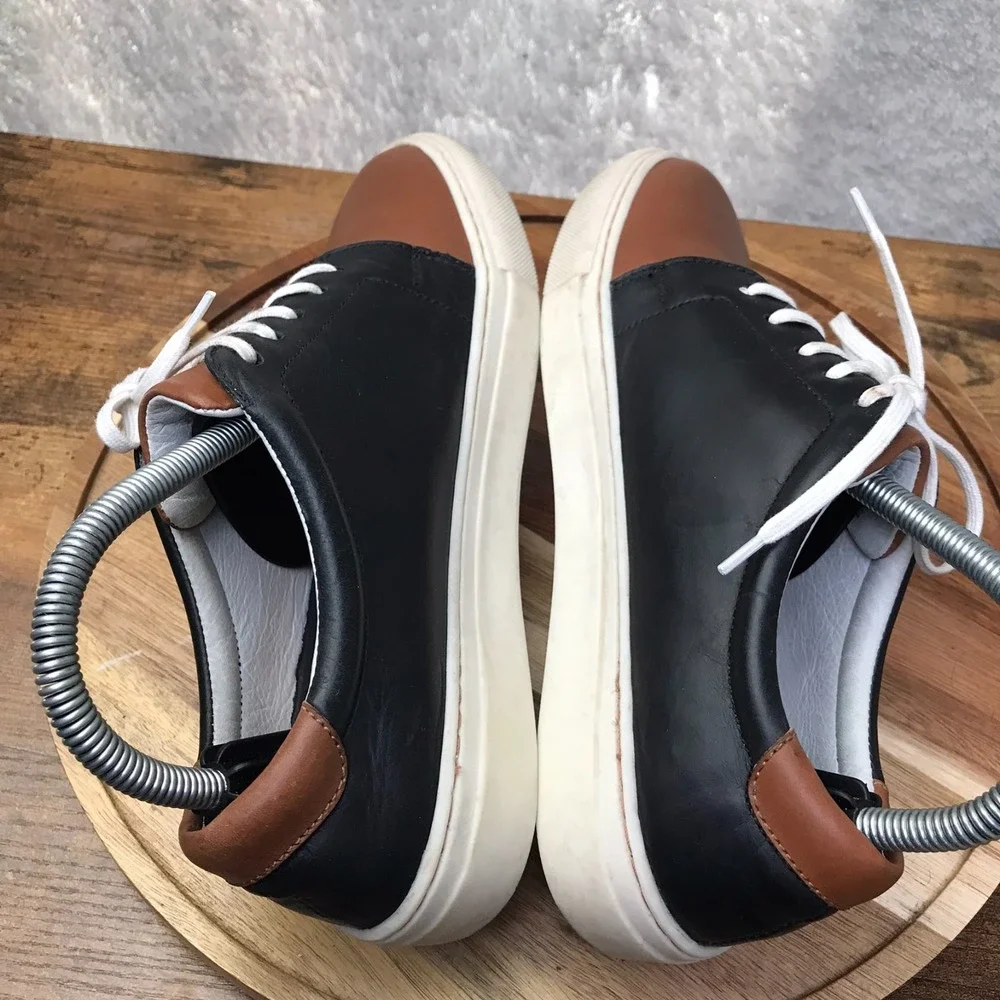 Peter Millar Oxford Sneakers Womens 8M Black/Brown Leather Tennis Shoes